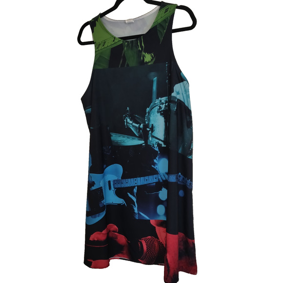 Musicians Band Rock N Roll Dress Drumset Fender Guitar Drums Microphone Sz 2XL - Picture 3 of 16